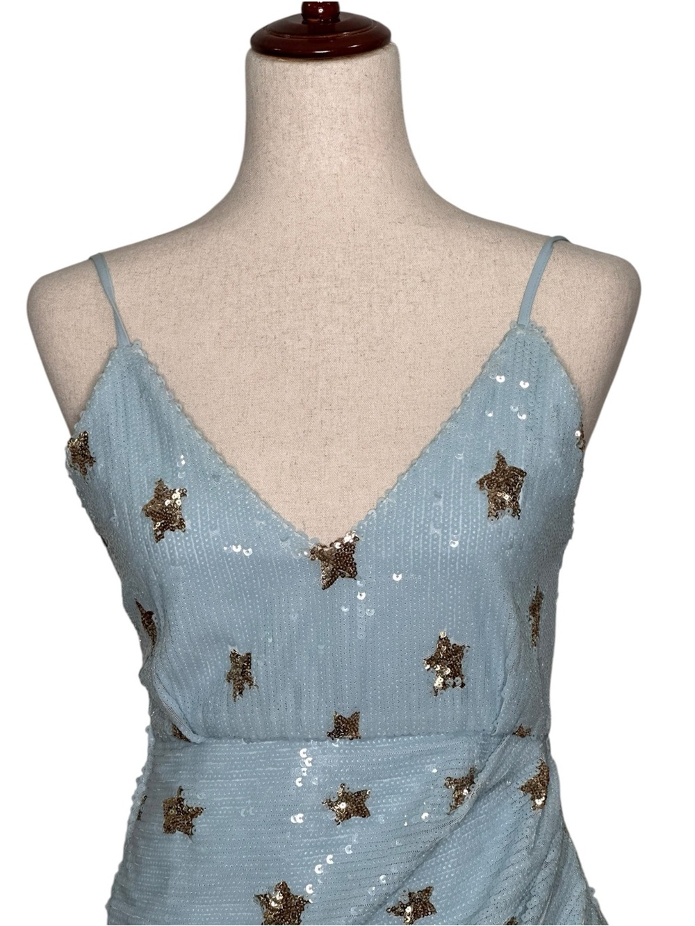 Superdown REVOLVE  Dina Light Blue Sequins Star-Embellished Mini Dres. Party. S - Picture 3 of 16